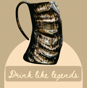 Mug en corne artisanal de haute qualité, tasse à boire viking naturelle, mug à bière, à ale, à café pour bar, restaurant - Product Image 3
