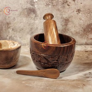 Molinillo de especias de diseño clásico, mortero de madera y Maja, trituradora de pastillas, cuenco de hierbas, artículos para el hogar y la cocina, mortero y Maja decorativos - Product Image 3