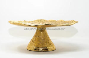 Home Decoration Cake And <b>Sweet</b> Serving Stand With Top Leaf Designed Platter And Golden Base For <b>Christmas</b> Birthday Celebration - Product Image 3
