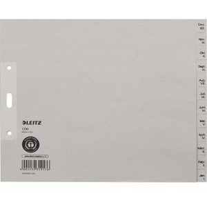Leitz Monthly Register 24x20cm Extra Wide DIN <b>A4</b> 100g/m Recycled Grey Rope Paper Dec.-Jan. 12 Register File <b>Folder</b> Accessories - Product Image 1