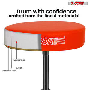 5 Core <b>Drum</b> Throne 3" Thick Padded Memory Foam Comfortable Drummer Stool 330Lb Capacity Adjustable - Product Image 4