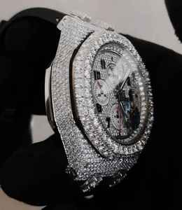 นาฬิกาข้อมือเพชรโมอิสเพชรแบบครึ่งน้ำแข็งสุดหรูนาฬิกาสายยางสีดำโครโนกราฟควอตซ์แนวธุรกิจแบบอนาล็อกวันที่กำหนดเองสำหรับผู้ชายและผู้หญิง - Product Image 2