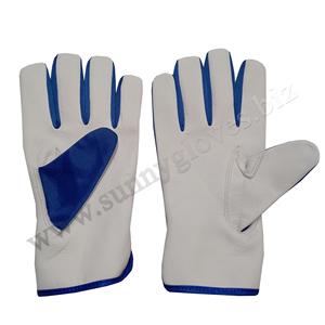 Ensemble de paume en cuir de chèvre véritable Gants de travail de sécurité Gants de mécanicien en cuir d'aile Pouce arrière - Product Image 2