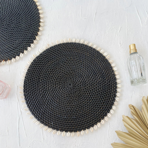 Manteles individuales de concha de ratán negro Productos ecológicos Hecho en Vietnam Mantel Decoración de mesa al por mayor - Product Image 1