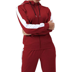 Venta al por mayor de algodón en blanco gimnasio manga larga chándal Tops logotipo personalizado diseño Sudadera con capucha chándal 2 piezas conjuntos chándales transpirables - Product Image 3