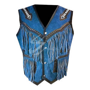 Buena calidad 100% cuero hecho moda chaleco precio razonable transpirable hombres ropa vaquero cuero chaleco para venta en línea - Product Image 1