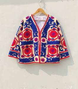 Suzani เสื้อแจ็กเก็ตผ้าแคนวาสสำหรับผู้หญิงผ้าคอตตอนปักลายดอกไม้ยาวสไตล์โบฮีเมียนสำหรับใส่สบายใหม่ล่าสุด100% - Product Image 1