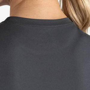 Camiseta de gimnasio gris tormenta de alta calidad para mujer, camiseta elástica de longitud completa de manga corta con cuello redondo de poliéster, nueva camiseta informal de entrenamiento de Yoga - Product Image 6