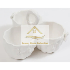 Cuenco de Metal DE MESA DE CALIDAD lujosa, plato y plato de utensilios de cocina de Color blanco, cuenco tres en uno para bodas y fiestas - Product Image 1