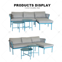 Ensemble de canapés de jardin en forme de L, meubles de patio en acier pour jardin, terrasse, villa, vente en gros