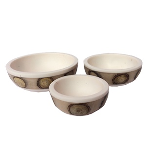 ชุดชามสำหรับตกแต่ง3ชิ้นทำจากไม้ทนทานและเรซินธรรมชาติมีสไตล์พร้อมที่จับโลหะสำหรับขนมขบเคี้ยว - Product Image 1