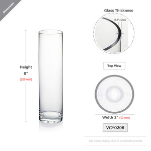 VCY0208 - Cylinder Glass Bud <b>Vase</b> - 2 x 8 - Product Image 5