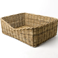Fábrica atacado natural lindo rattan rectangular cão cesta mais altos padrões handwicker cama para animal de estimação do Vietnã
