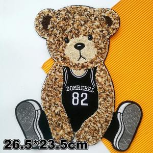 แผ่นผ้าปักลายกำมะหยี่สำหรับเสื้อผ้าการ์ตูนตุ๊กตาหมีตัวใหญ่แผ่นเย็บสีน้ำตาลสำหรับเสื้อผ้างานประดิษฐ์ทำด้วยตัวเอง - Product Image 4