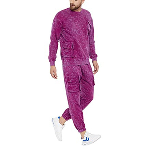 Best Quality Wholesale Latest Design Plain Men Acid Washed Tracksuit Low Prices Solid Custom Made Men Acid Washed Tracksuit New - Product Image 4