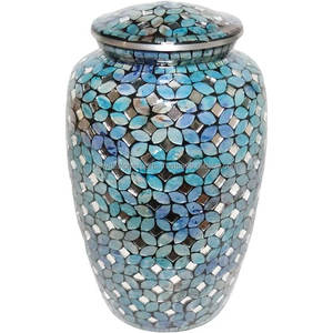 Urne de crémation en mosaïque de verre-urne funérailles faite à la main pour les cendres humaines - Product Image 1