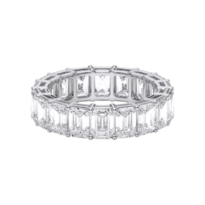 Anillo de banda de eternidad de diamante de corte esmeralda cultivado en laboratorio de 7,00 quilates/VS hecho en plata para ella - Product Image 5