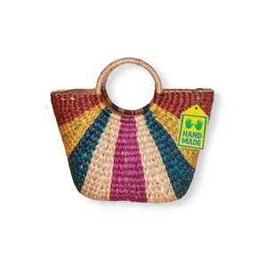 Affordable FOB Price Rattan Bag Straw Bag Woven Bag made from Water Hyacinth in Thailand Export Grade