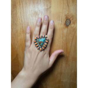 Anillo Ajustable de Plata de Ley Sheila Becenti con Incrustaciones de Turquesa Multicolor para Regalo - Product Image 5