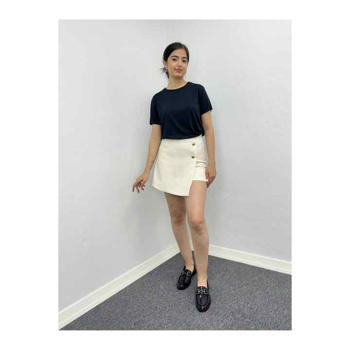 Buttoned Asymmetry Shorts Skirt