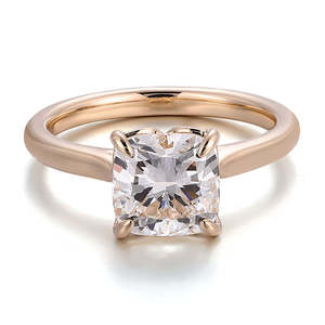 Bague de fiançailles solitaire en or rose 14 carats de haute qualité, certifiée IGI, couleur DEF, clarté VS-VVS, 1 carat, taille coussin, diamant de laboratoire - Product Image 1