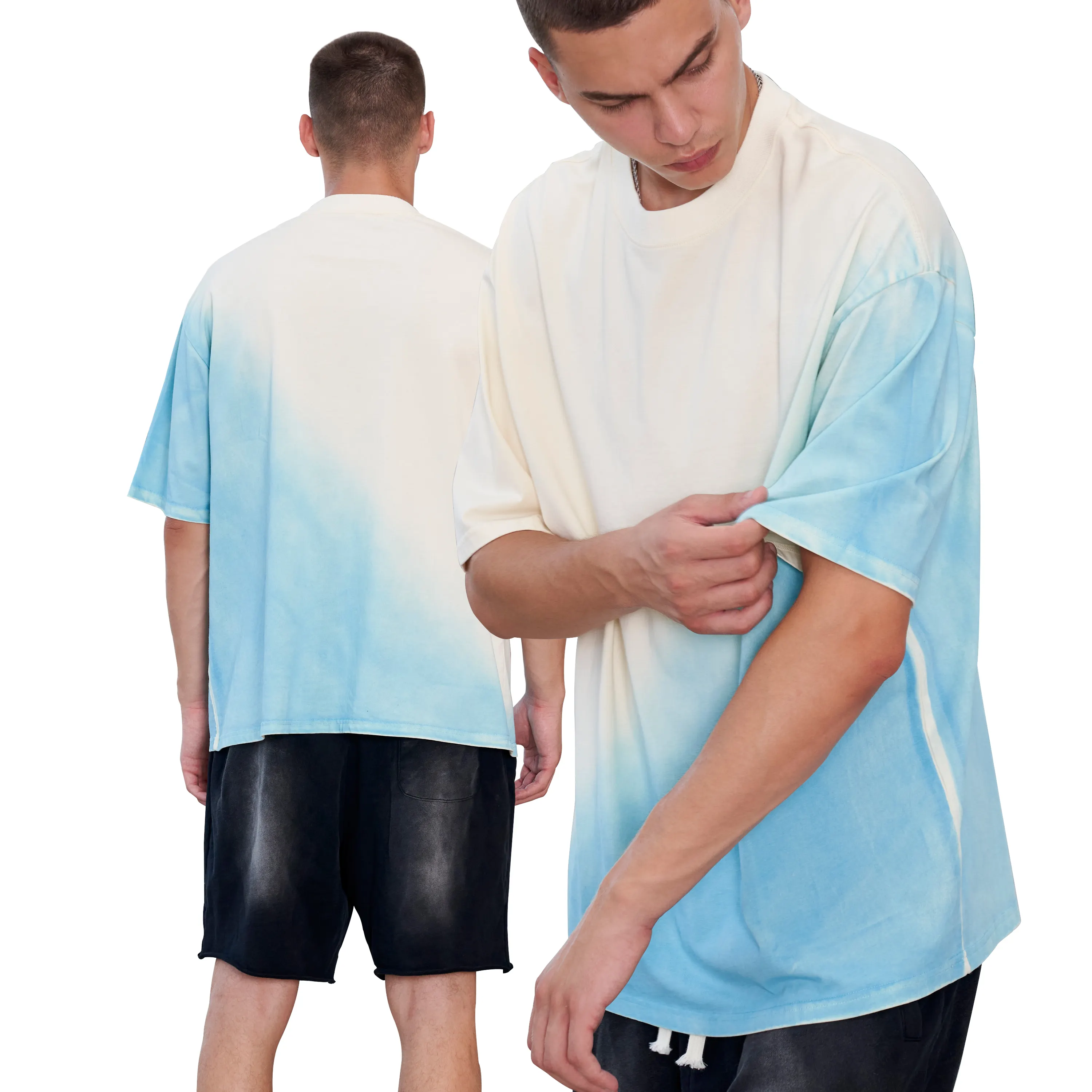 스트리트웨어 옷 남자 스톤 블랙 워시 티셔츠 사용자 정의 인쇄 산성 워시 티셔츠 대형 빈 100% 면 빈티지 티셔츠