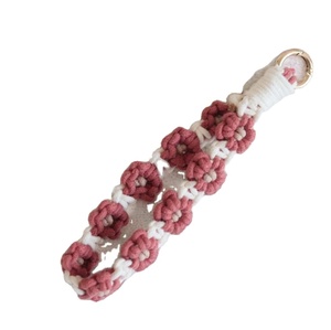Macrame Keychain <b>Wristlet</b> Beginners Wedding Gift Boho Keychain Handmade Macrame Keychain - Product Image 1