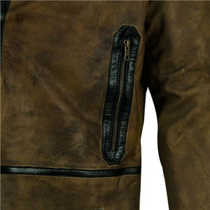 แจ็กเก็ตสำหรับฤดูหนาวปรับแต่งได้สำหรับผู้ชายสไตล์ฮิปฮอปสตรีทสูงวินเทจหนังแท้คอตั้งลำลองไซส์ใหญ่พิเศษ - Product Image 3