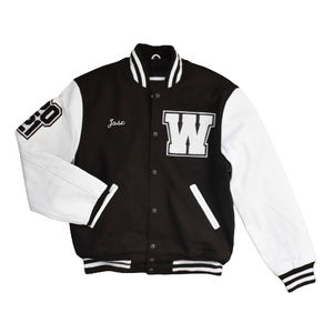 Veste universitaire sur mesure de haute qualité, service OEM ODM, broderie, polyester/coton, manches sportives, style baseball - Product Image 1