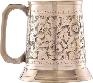 Antique Engraved <b>Large</b> Brass Stein <b>Mug</b> Premium Quality 500ml 16Oz Capacity Best Tankard Gift Moscow Mule New Metal Glasses - Product Image 3