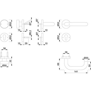 Juego de Protección Contra Incendios Paris FS-E58/42H/42HS/138 de Acero Inoxidable F69 D/K para Puertas de 40-65mm de Espesor PZ DIN para Accesorios de Chimenea - Product Image 3