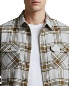 เสื้อเชิ้ตลายสก็อตผู้ชาย แขนยาว ติดกระดุม สไตล์ลำลอง ผ้าแฟลนเนล สีเทาอ่อน สีน้ำตาล รับสั่งทำ ขายส่ง - Product Image 5