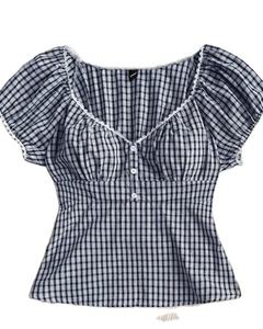 Camisetas de Manga Corta con Mangas Abullonadas de Seda/Algodón para Mujer, a la Moda y de Venta al Por Mayor, y Top Corto Sexy para Dama - Product Image 1