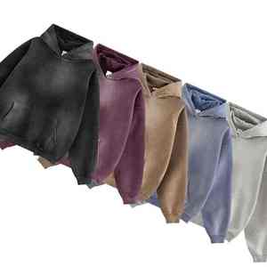 Pull à capuche surdimensionné pour hommes de haute qualité Sun Faded Heavyweight Cotton Pocket Drop-Shoulder Boxy Style Hoodie Service OEM - Product Image 5