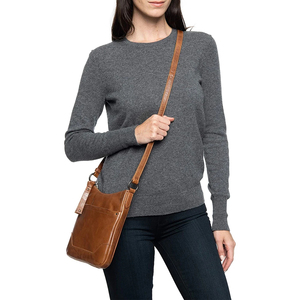 Bolso Bandolera de Cuero Genuino Vintage para Mujer, Bolso de Hombro con Cierre de Cremallera, Marrón, Correa Única, Uso Diario, Todas las Temporadas - Product Image 3
