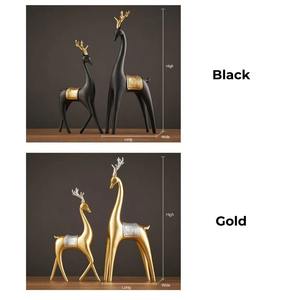 Paire de sculptures élégantes en renne doré avec détails argentés Décoration élégante de la maison pour salon ou bureau - Product Image 6