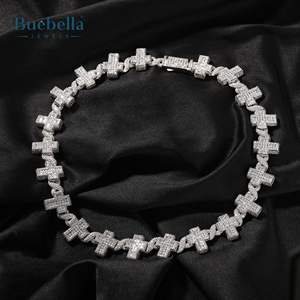 Hot Selling 925 Silver 14K 17mm Iced <b>Cross</b> with Infinity Link <b>Chain</b> for <b>Men</b> Premium 14K Moissanite Necklaces - Product Image 4