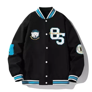 Casual Men Streetwear Cool Varisty Chaquetas de los hombres de cuero Versity University Bomber College Jacket para hombres - Product Image 5