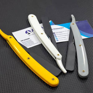 Straight <b>Edge</b> Barber Razor <b>Plastic</b> Handle Stainless Steel Blade Holder for Professional Salon Shaving - Product Image 4