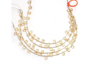 Cuentas de Briolette de pera facetada de cuarzo champán Natural de grado superior para diseño de joyería DIY hebra de piedras preciosas sueltas - Product Image 4