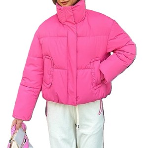 Veste pour femmes à col montant personnalisée Veste matelassée tendance Veste d'hiver coupe-vent Veste matelassée élégante à fermeture éclair Vente en gros - Product Image 3