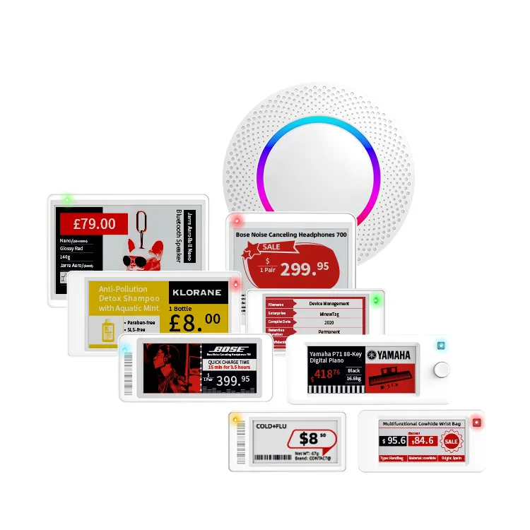 Minew Bluetooth 5.0 esl demo kit cartellino del prezzo elettronico e inchiostro cartellini dei prezzi digitali etichetta elettronica per ripiano per vendita al dettaglio intelligente
