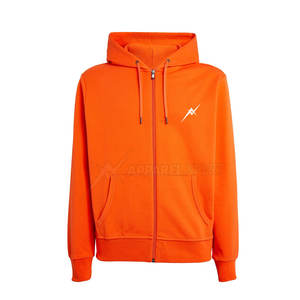 <b>Men's</b> High Quality Winter <b>Hoodie</b> in <b>Orange</b> Zipper Winter Wear Simple Plain Design Polyester/Cotton Material - Product Image 2