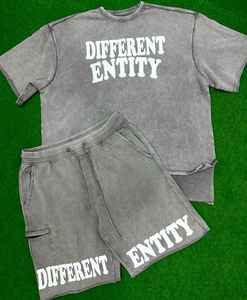 Conjunto de Camiseta de algodón transpirable con estilo, conjunto de pantalones cortos con estampado 3D Premium para hombre, conjunto de camisa de pantalones cortos de verano lavados desgastados - Product Image 2