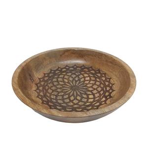 Meilleure vente autocollant en émail blanc bol de service rond en bois taille moyenne décoratif et arc de vaisselle fait à la main en vrac - Product Image 6