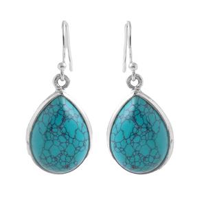 Handmade 925 Sterling <b>Silver</b> Turquoise Pear Shape Gemstone Dangle <b>Earrings</b> Vintage Fashion <b>Silver</b> Jewelry For <b>Weddings</b> Parties - Product Image 1