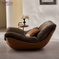 Fauteuil d'appoint relaxant moderne en chenille, forme coquille incurvée, design contemporain