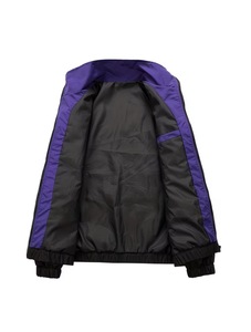 Men's Purple <b>White</b> Black Color Blocking Windbreaker Stand Collar Zipper Closure Sporty Racer <b>Jacket</b> Autumn Wear - Product Image 3