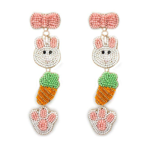 Pendientes de Cuentas con Diseño de Huevo de Pascua, Pendientes Largos con Cuentas de Semillas, Conejito y Huevo de Pascua, Pendientes de Moda, Joyería de Pascua - Product Image 5