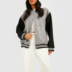 Chaqueta con letras de lana de algodón transpirable de alta calidad para mujer, logotipo personalizado impreso, patrón sólido de punto para invierno - Product Image 3